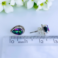 Brincos de prata 925 com pedra natura topázio místico (B1923) na internet