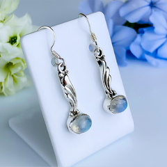 Brincos de prata 925 com pedra da lua natural (B2321) - comprar online