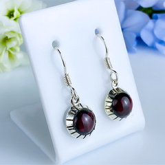 Brincos de prata 925 com pedra natural granada (B2336) - comprar online