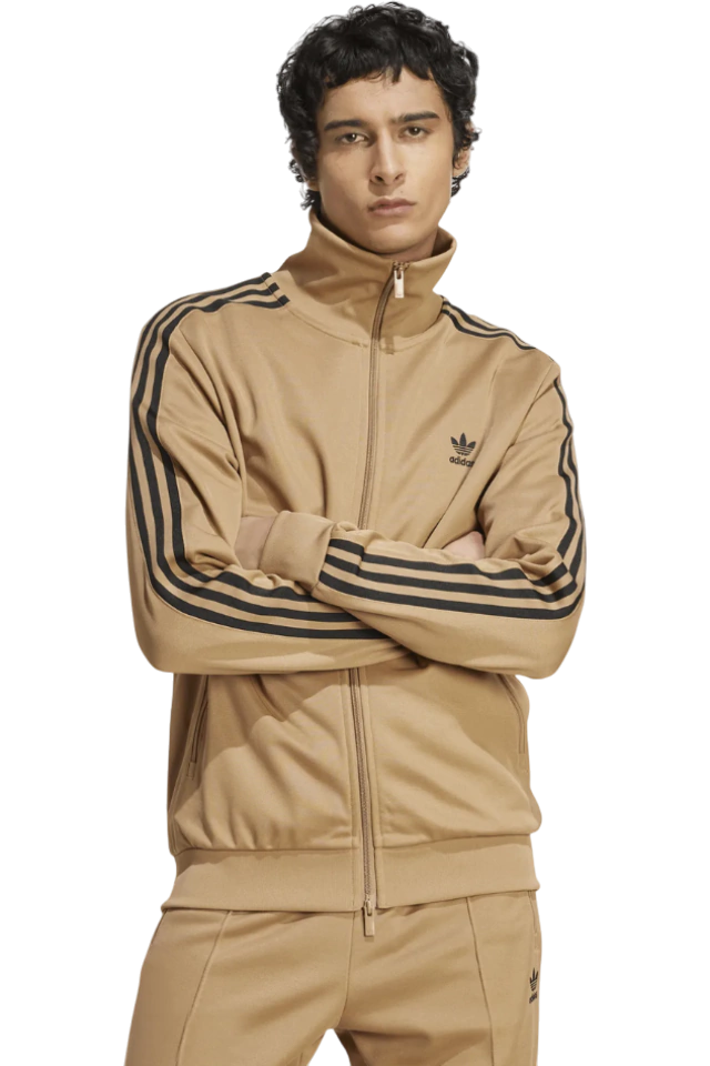 Jaqueta Adidas Beckenbauer TT Bege Retrô com Três Listras