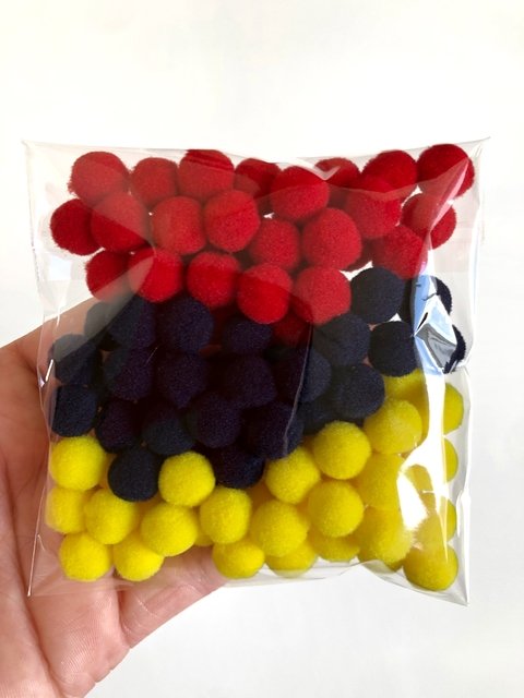 Pompom 10mm cores escolar - 100 unidades