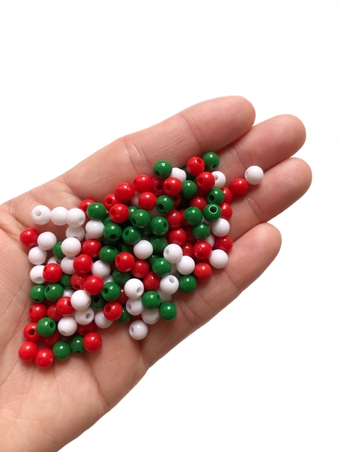 Conta 6mm sortida cores natal - 50 gramas