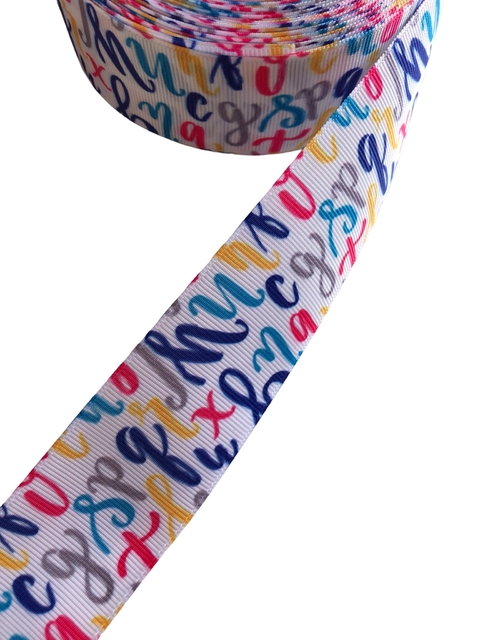 Fita gorgurão estampada letras 38mm - 1 metro - comprar online