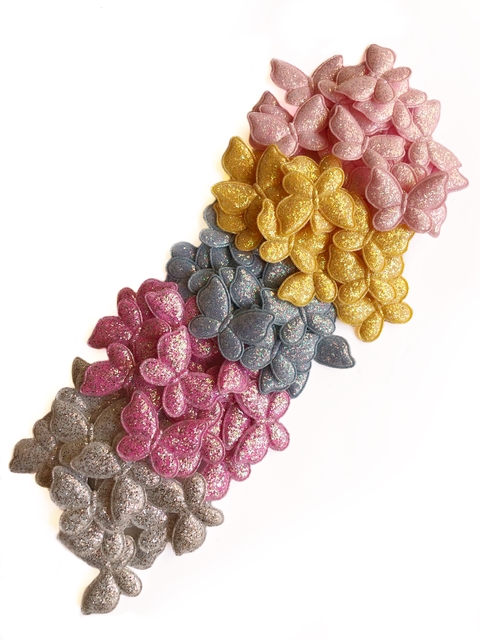 Aplique borboleta glitter - 1 unidade