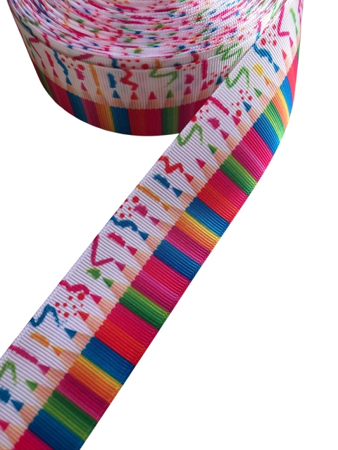 Fita gorgurão estampada lápis 38mm - 1 metro - comprar online