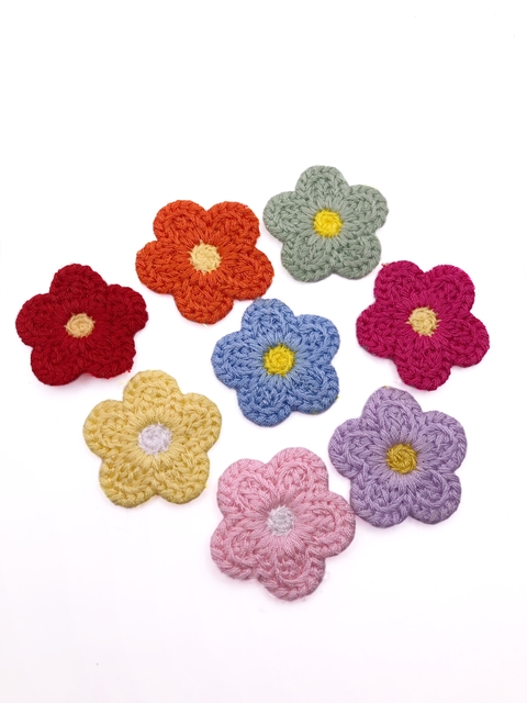 Aplique flor crochê - 1 unidade