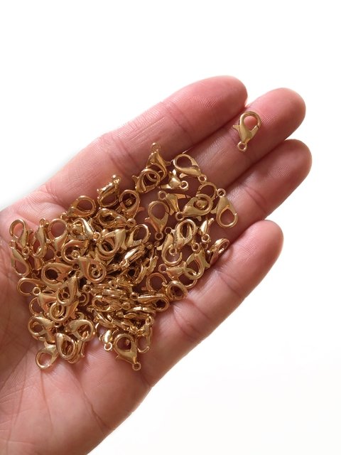 Fecho lagosta dourado 12mm - 20 unidades