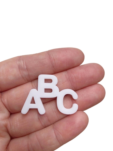 Aplique abc branco acrílico - 1 unidade