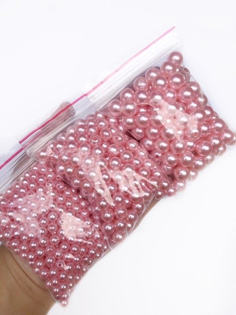 pérola rosa com furo passante - 50 gramas
