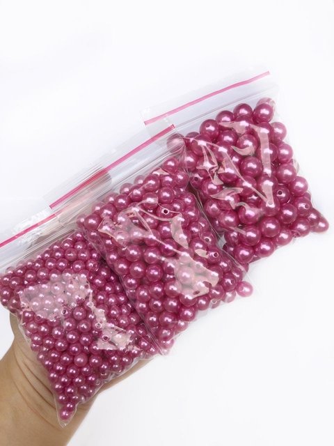 pérola rose com furo passante - 50 gramas