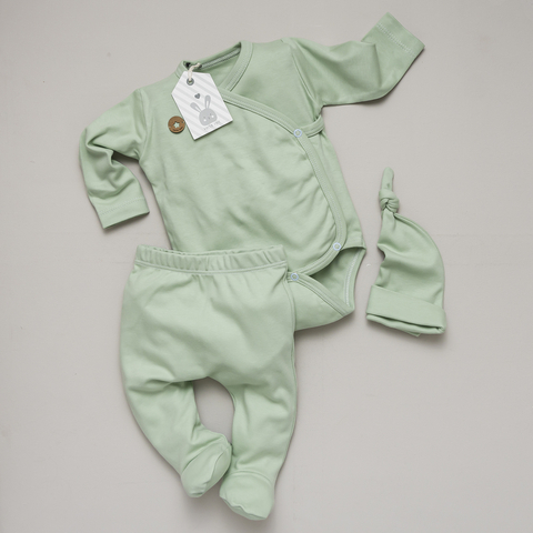 AJUAR 3 PIEZAS ALGODON PIMA CRUZADO PISTACHO - comprar online