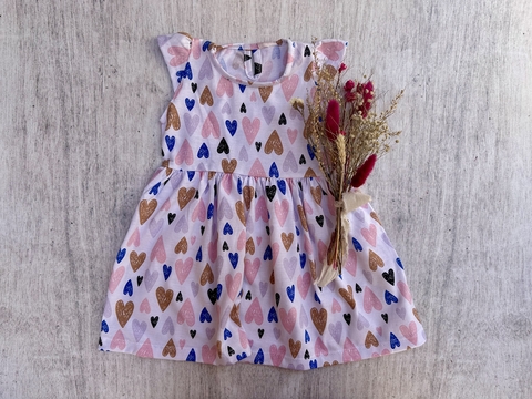 VESTIDO LOVE ROSA/BEIGE/AZUL