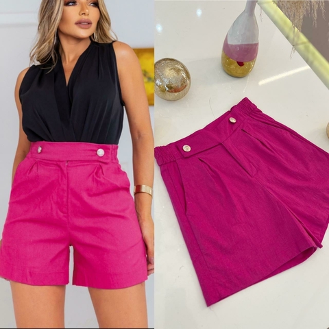 Shorts Linho Botão - Pink