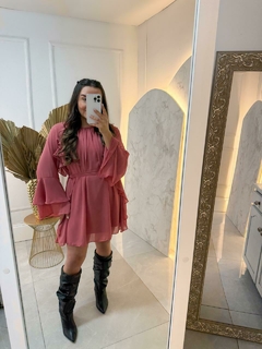 Vestido chiffon babados - bybnstore