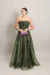 Vestido Longo em Organza Malu Verde Oliva na internet