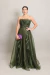 Vestido Longo em Organza Malu Verde Oliva - Emporium Carolina