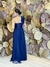 Vestido Longo em Tule Um ombro Só Azul Marinho Mia - Emporium Carolina