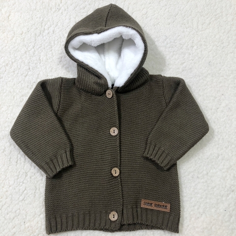 Saquito con capucha y peluche marrón