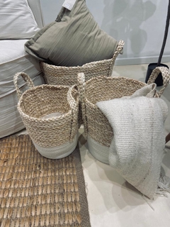CANASTO BLANCO Y NATURAL 27X30X40 - comprar online