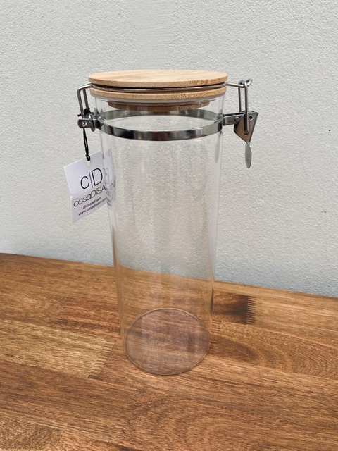 FRASCO DE VIDRIO C/TAPA DE BAMBOO 1.8L
