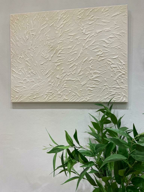 Cuadro Abstracto blanco con relieve 70x90