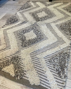 ALFOMBRA ALGODON PELOS-CUADRADOS Y ONDAS BEIGE 0.50X0.80 CM - comprar online