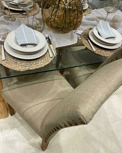 Silla Buenos Aires recta tapizada lino spazio beige - comprar online