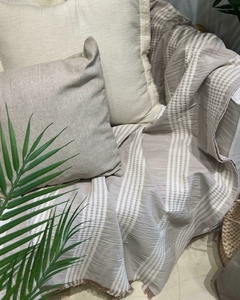 Manta chenille color beige - comprar online