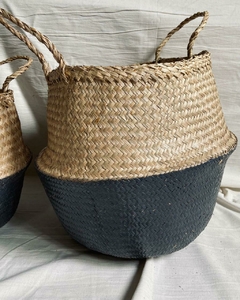 Canasta Seagrass con gris 40 cm - comprar online