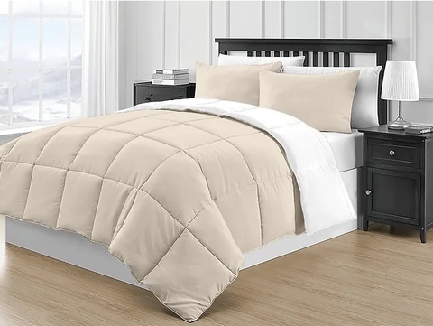Aclchado Simil Plumon twin 1.60x2.40 Reversible blanco/beige