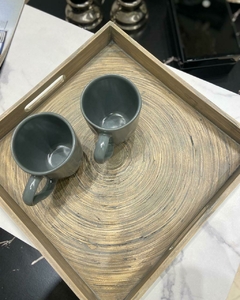 Bandeja cuadrada de bamboo tuan cream 35x35x5 cm - comprar online