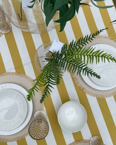Mantel de tussor a rayas amarillo/blanco 2.60x1.60m - comprar online