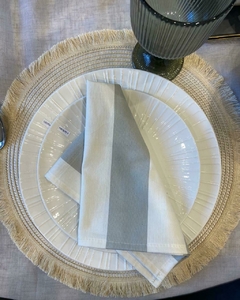 Servilleta de tussor rayas gris/blanco x6 uni - comprar online