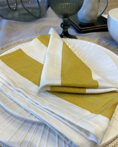 Servilleta de tela tussor rayas amarillas/blancas x6 uni - comprar online