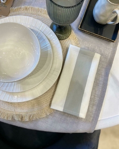 Servilleta de tussor rayas gris/blanco x6 uni