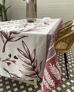 Mantel antimanchas tela importada beige/bordo 2.60x1.60m