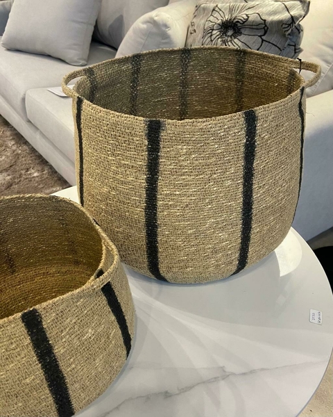 Canasto Argel M natural lineas negras 36Xh31cm - comprar online