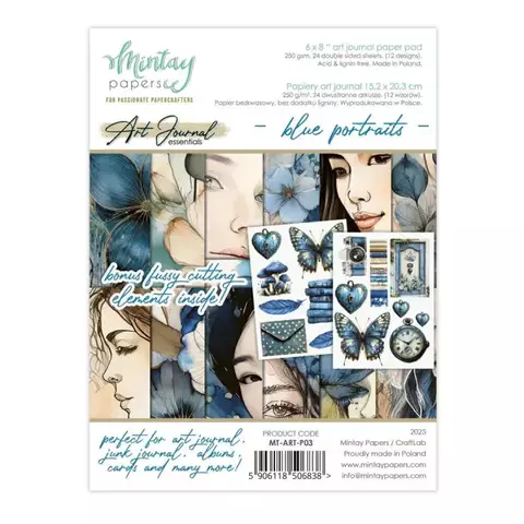 Bloco 15x20 - Art Journal - Blue Portraits - Mintay Papers - MT-ART-P03 - comprar online
