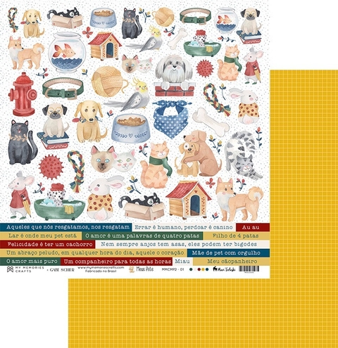 Folha para Scrapbook - My Memories Crafts - Coleção Meus Pets - MMCMP2-01