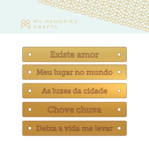 Cartela de Apliques de Tags em Acrílico Dourado - Coleção My City - MMCMCT-11