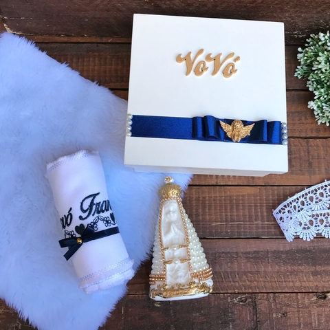 Caixa batizado vovó azul