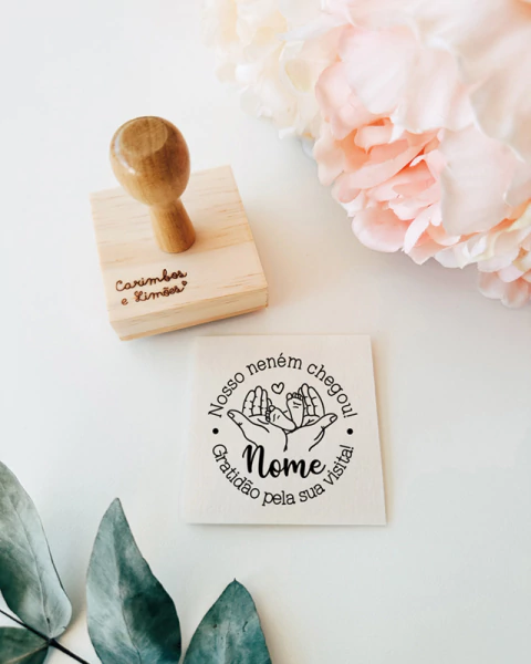 Carimbo nosso neném chegou - personalizado com nome