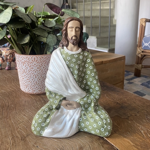 Jesus Meditando Gesso (19cm)(ATÉ 10 ÚTEIS DIAS P/ PRODUZIR)