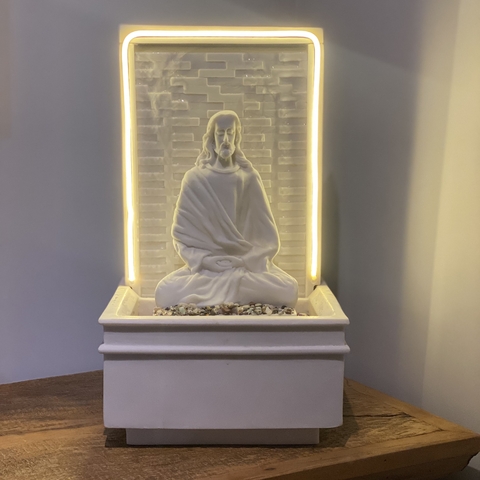 Fonte Jesus Meditando - Marmorite (45cm) - Bi-Volt