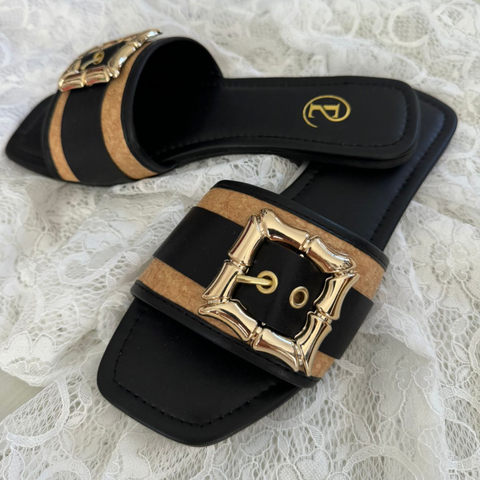 SANDALIA FLAT MICA BLACK (291-1) - comprar online