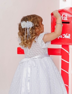 Vestido Luxo infantil branco batizado ano novo + laço de cabelo na internet