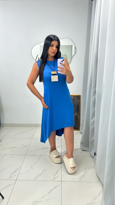 Vestido Mullet Viscolycra único (38 ao 46)azul jeans