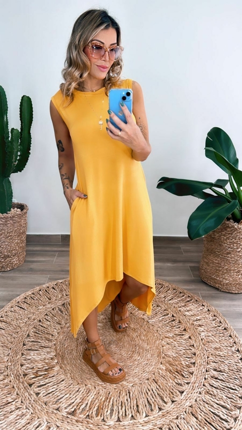 Vestido mullet Viscolycra ,único (38 ao 46) mostarda