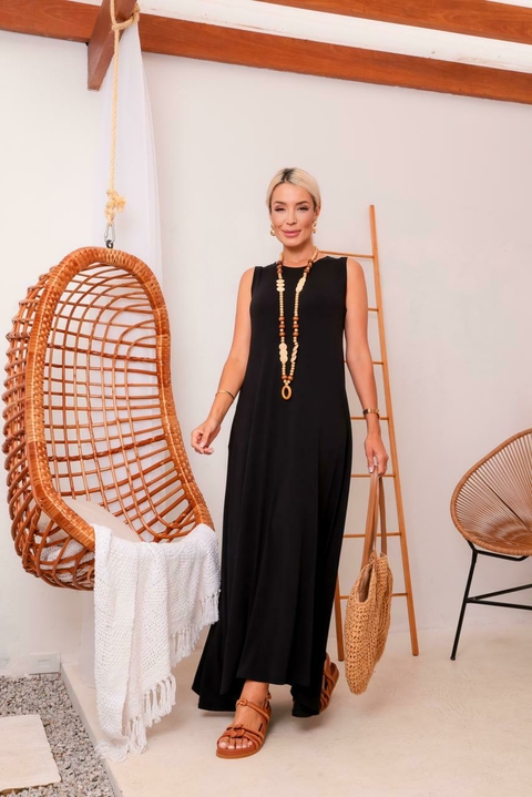 Vestido amplo Alice ,Viscolycra único (38 ao 48) Preto