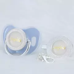 Chupeta de luxo com nome + prendedor - Duda Baby Luxo